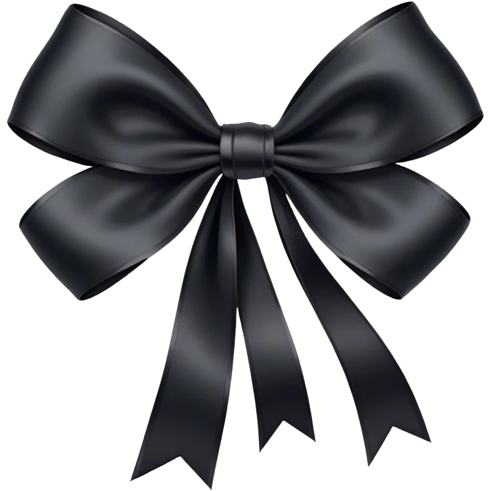 "A classic black satin bow with flowing ribbon tails, tied with precision, showcasing a perfect balance of luxury and sophistication."
 emoji