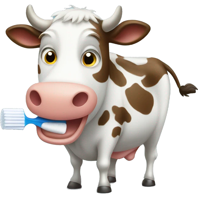 cow brushing teeth emoji