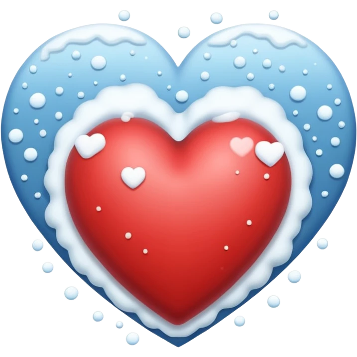 A snowing heart with snow falling around him  emoji