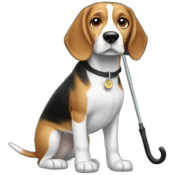 Beagle con paraguas emoji