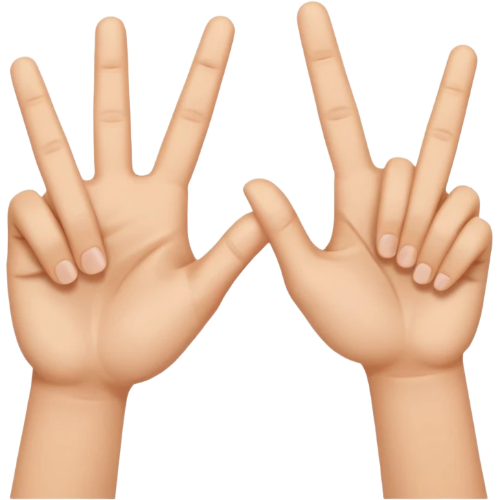 W V as hand signs. 5 fingers on each hand emoji