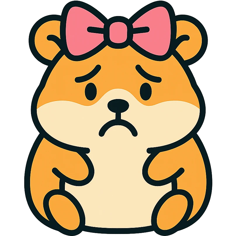 sad hamster with a bow emoji