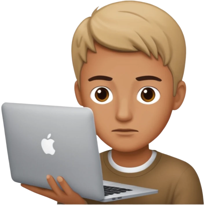a man behind mackbook emoji
