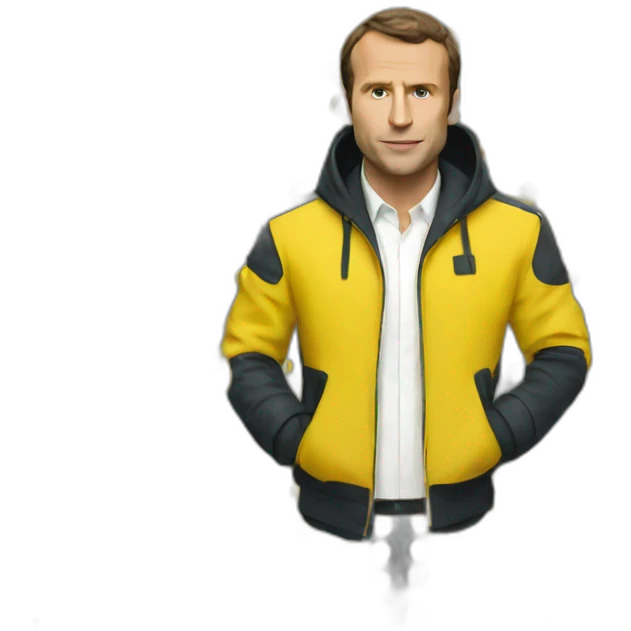 Macron wearing a yellow jacket emoji