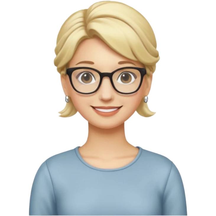  Dominatrix blonde hair up do and glasses full body emoji