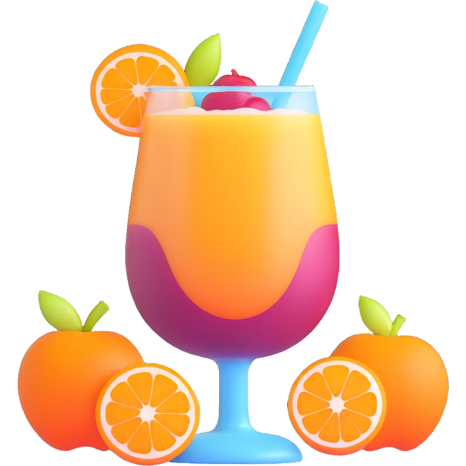 frozen sangria slushie with orange and apple slices emoji