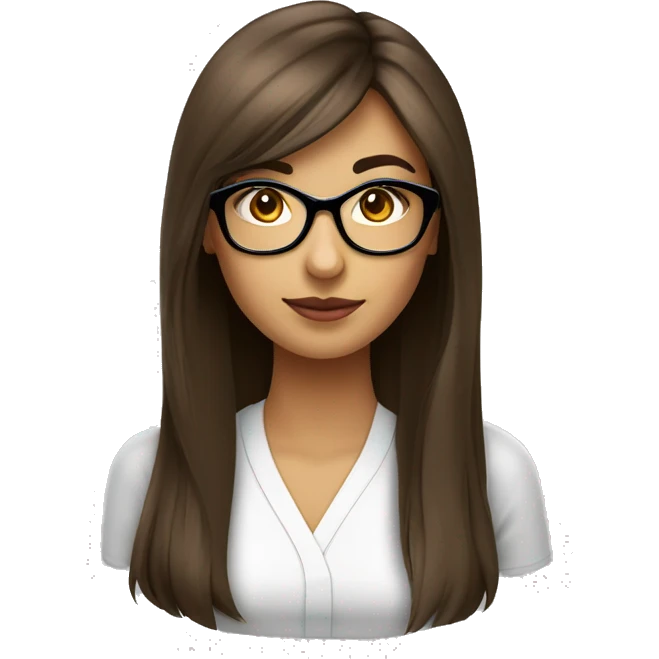 femme cheveux long lisse brune visage blanc lunettes emoji