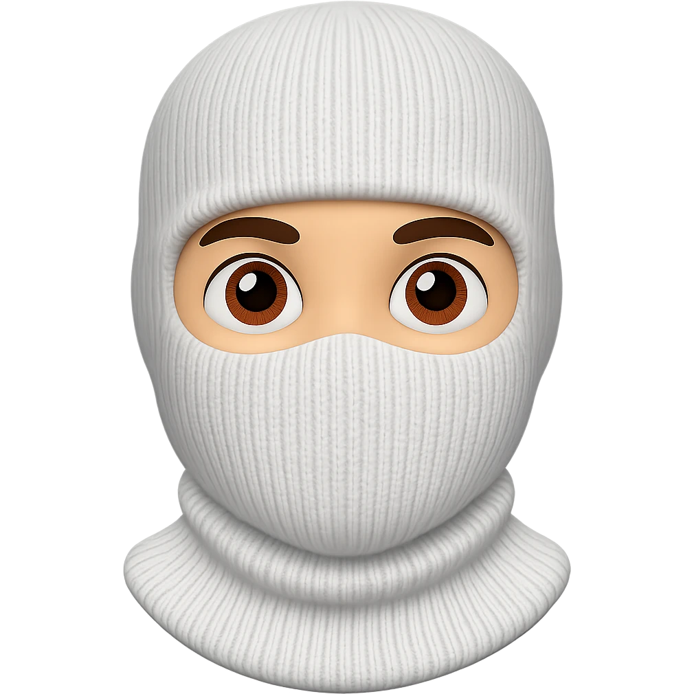 white balaclava emoji style without mouth emoji