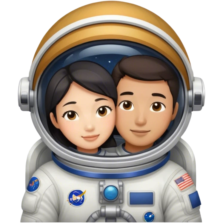 Asian Astronaut couple cuddling  emoji