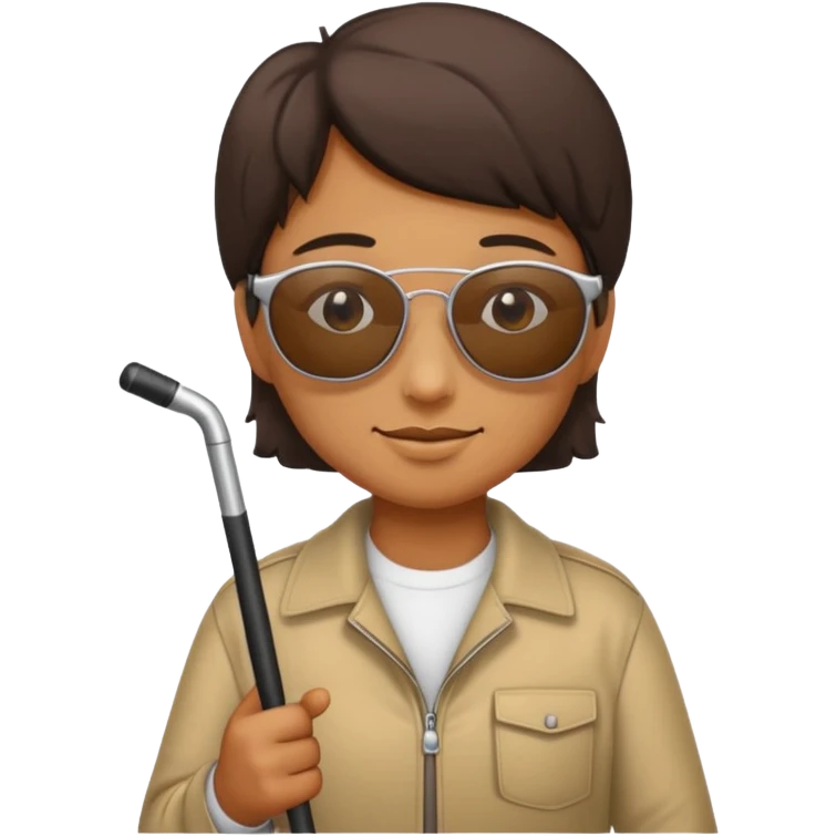 A blind person wearing sunglasses and holding a guide cane emoji