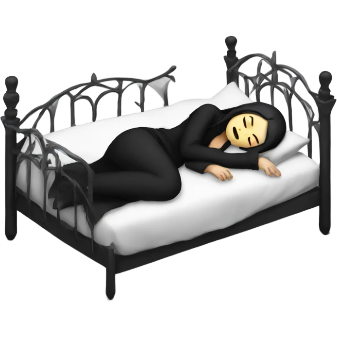 Goth girl sleeping in the bed  emoji