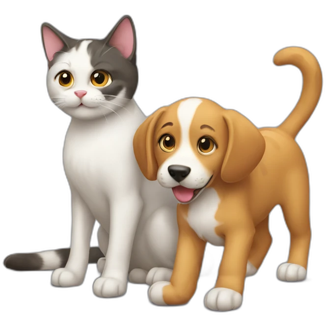 cat and dog playing emoji