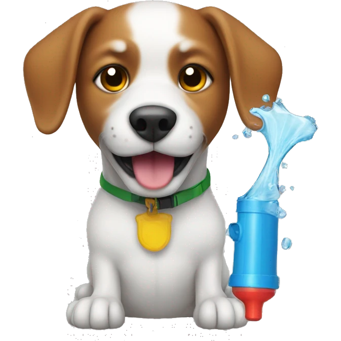 Dog with water gun emoji