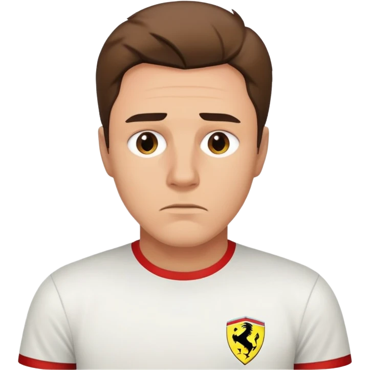 depressed man wearing a Ferrari t-shirt emoji