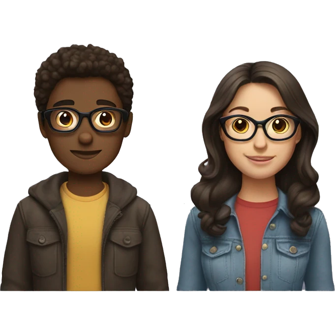 two brunette cousins one with glasses emoji