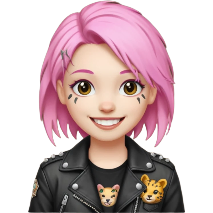 pink haired metalhead animal emoji