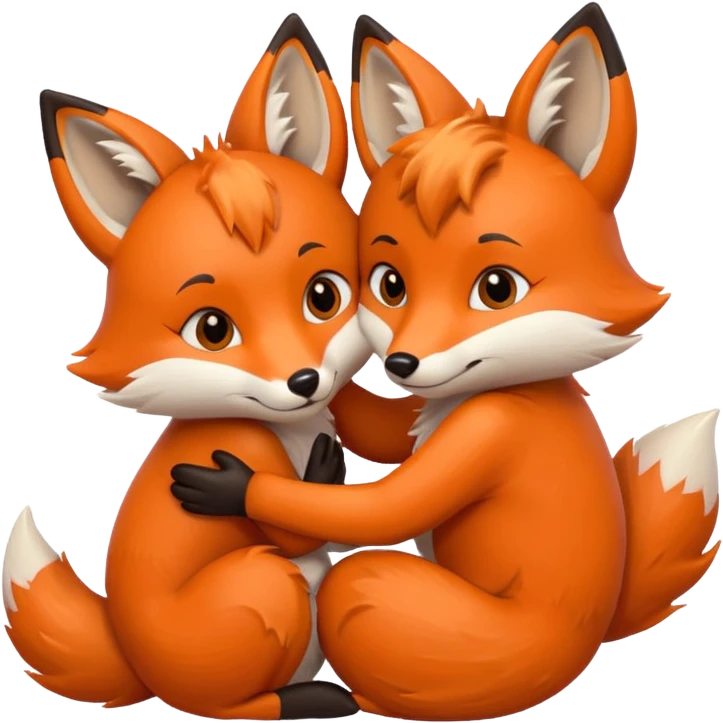 Two foxes hugging emoji