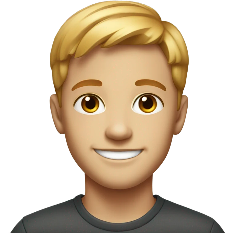 smiling boy with short, business-cut, reddish-blonde hair and freckles portrait emoji