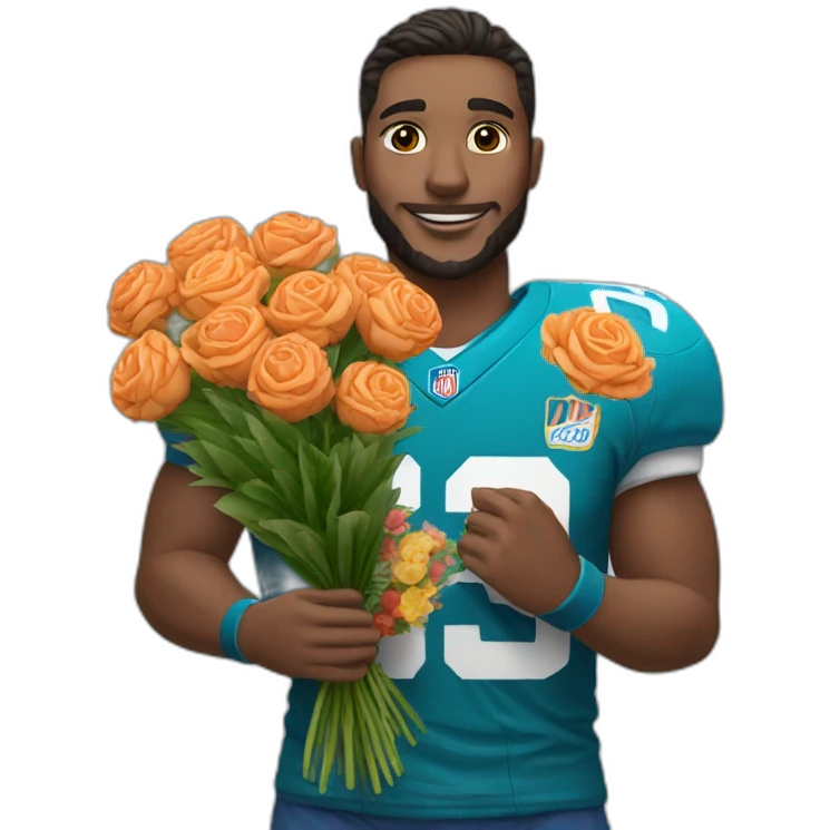 Man-with-Tiger-face,-Napoli-jersey-and-a-flowers-bouquet-in-his-hands emoji