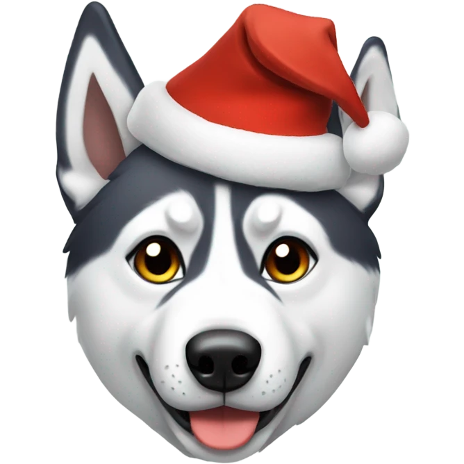 Husky wearing Christmas hat emoji