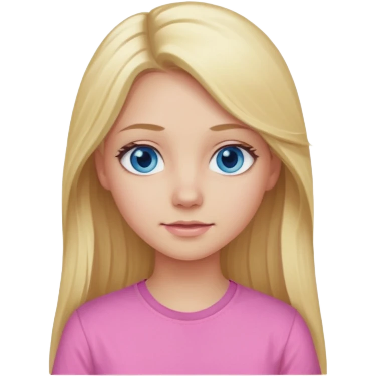blonde girl long hair blue eyes pink shirt emoji