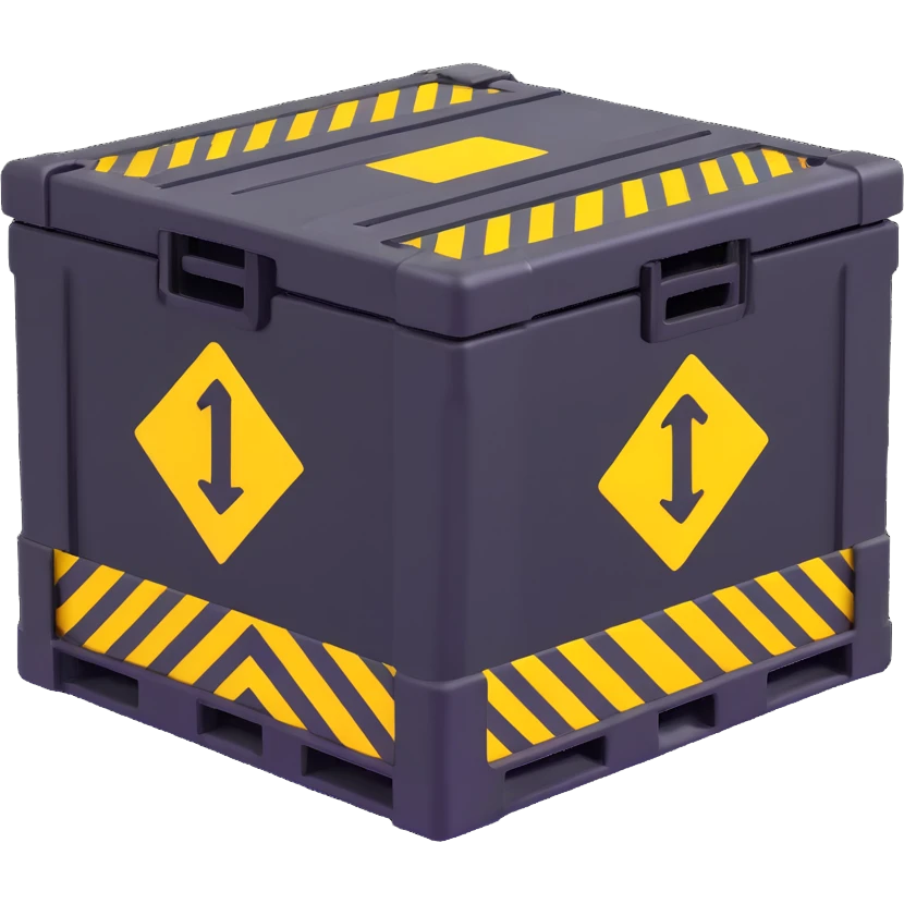 industrial crate, yellow hazard markings, rugged look emoji