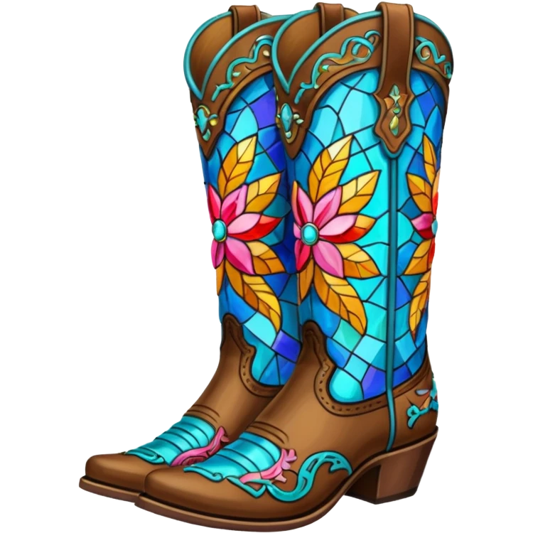 Stained glass cowgirl boots emoji