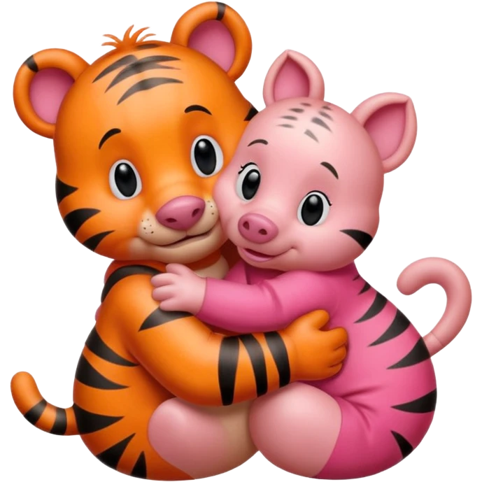 a big tigger hugging small piggy  emoji