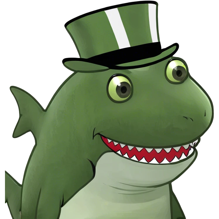 Shark with a top hat emoji