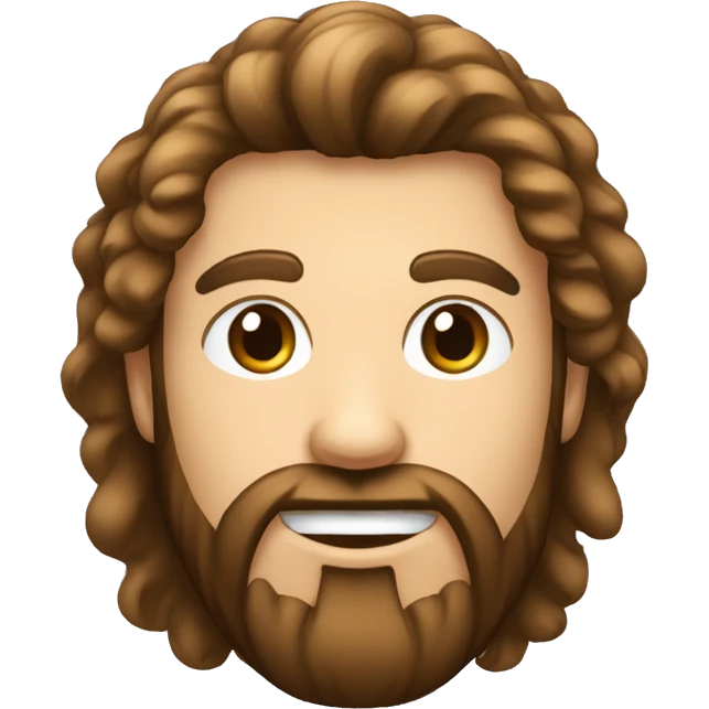 Visage carré cheveux court et brun une barbichette  emoji
