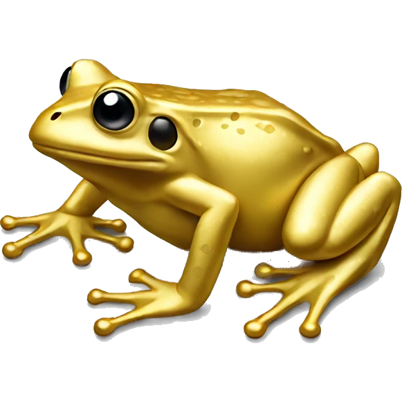 Gold realistic frog emoji