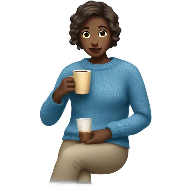Blue sweater girl drinking cocoa emoji
