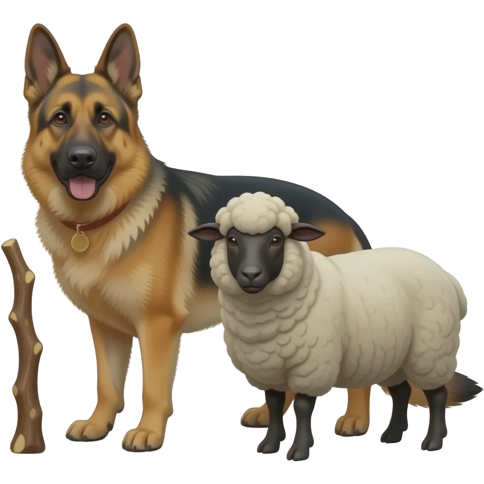 Un Berger avec un bâton et un mouton emoji