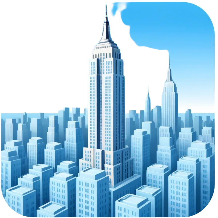 Empire State Building light blue with many plain boxes, dynamic emoji
