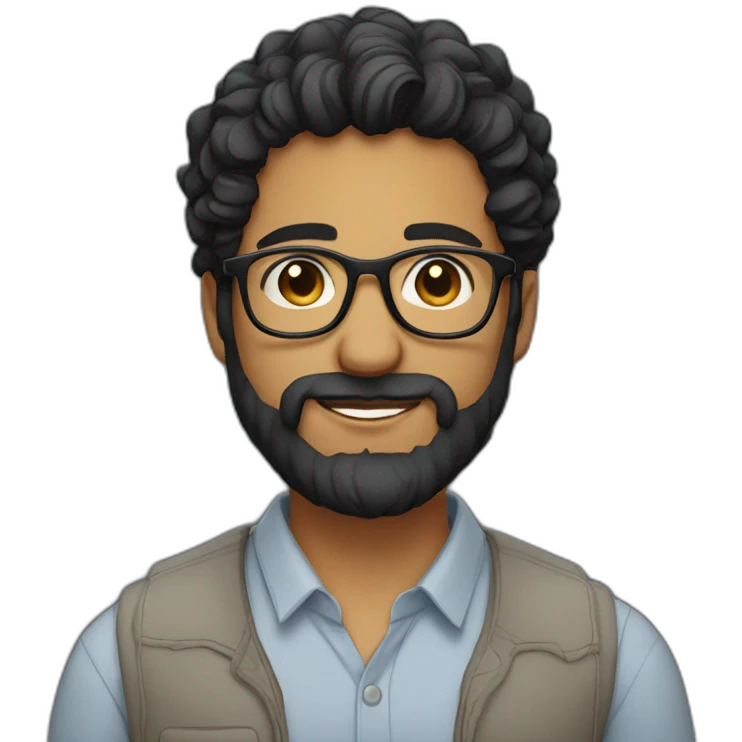 Light-skinned Indian male with beard, curly black hair, with glasses emoji