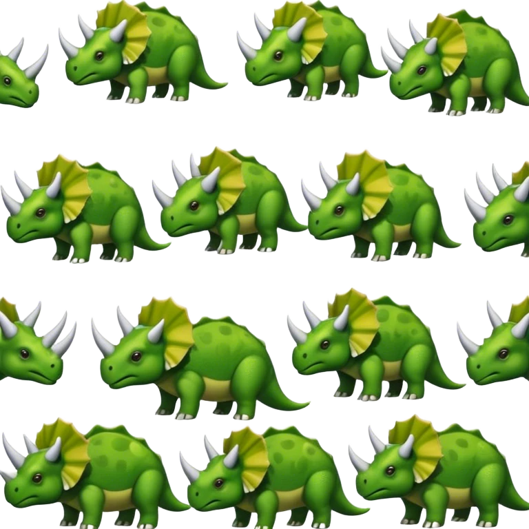 faces of different green triceratops emoji