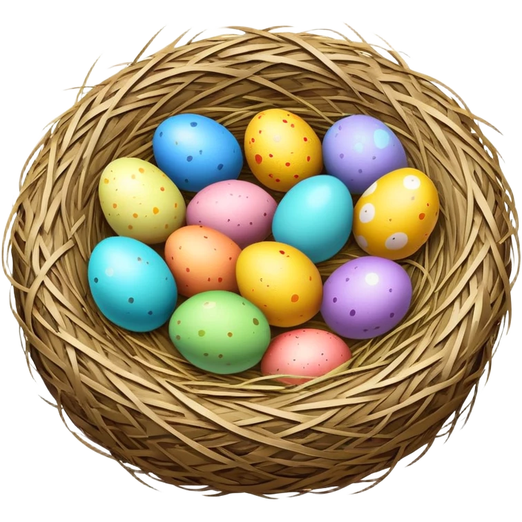 Easter nest with colorful eggs emoji