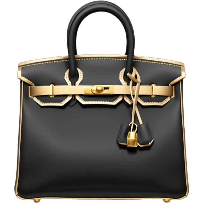 black hermes birkin with gold stitching bag emoji