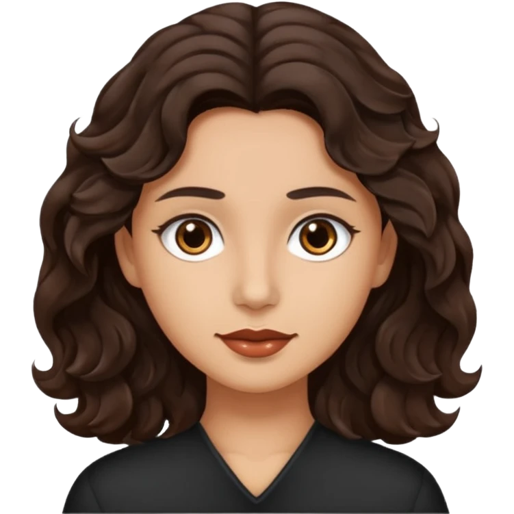 Piel morena con cabello castaño oscuro ondulado emoji