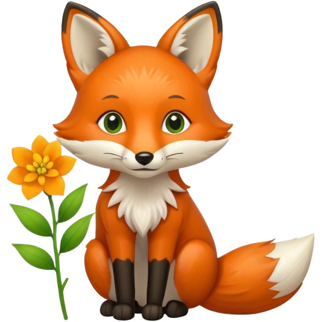 fox holds flower emoji