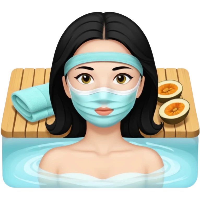 Lady with face mask black spa beauty full face relaxing emoji