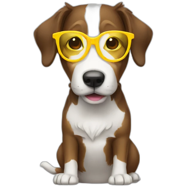 Border colie with yellow glasses emoji