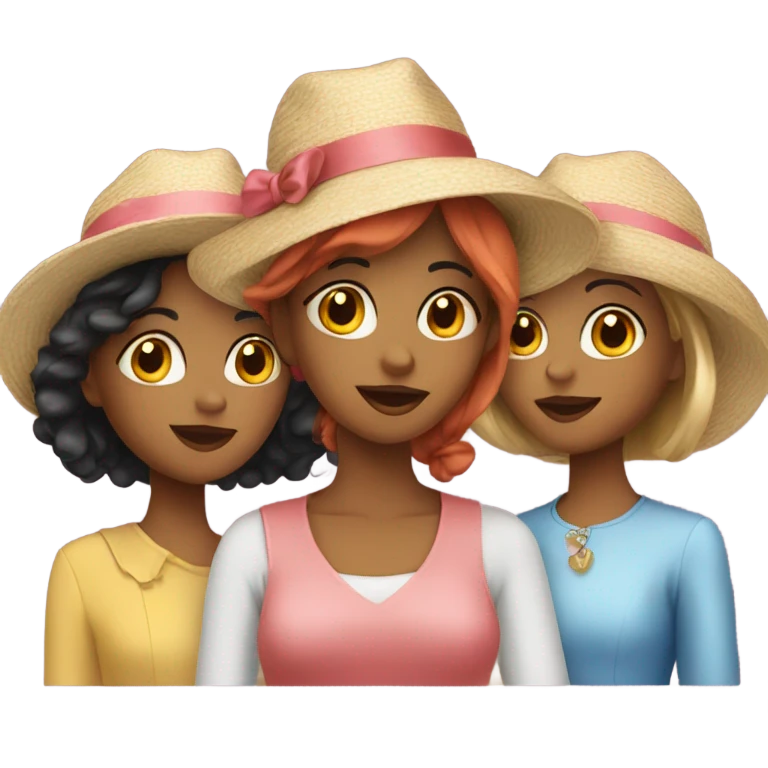 3 girls in hats and dresses emoji