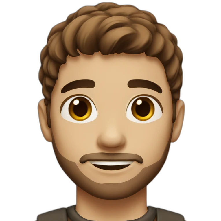 long cut brown hair boy, white, with brown eyes, and a little bit of beard emoji