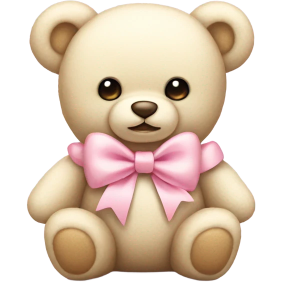 cream colored teddy bear with pastel pink bow emoji