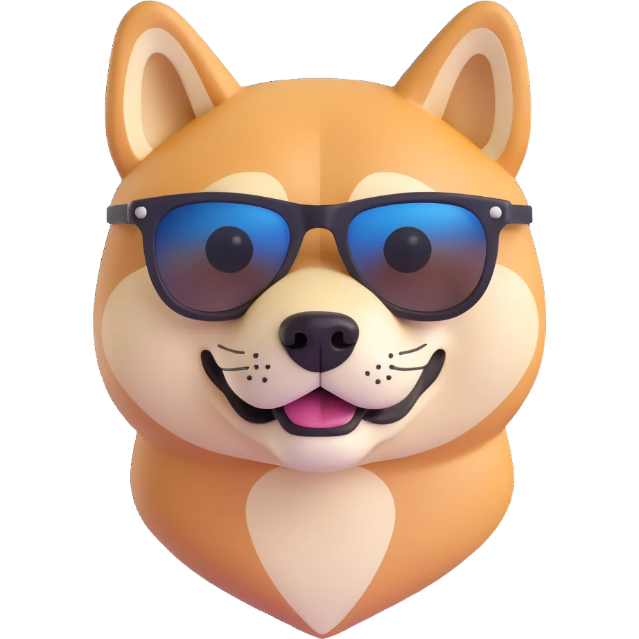 shiba inu wearing sunglasses, full body emoji