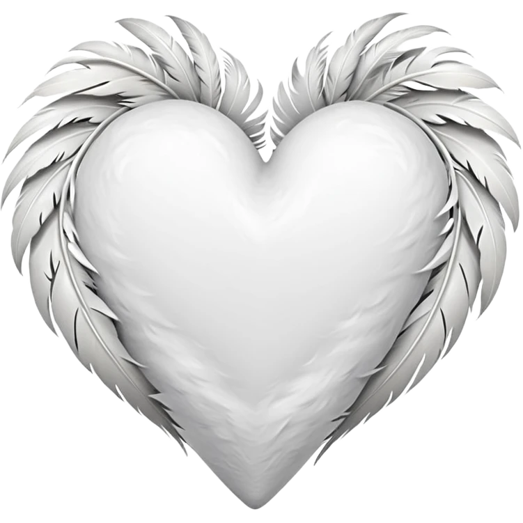 white heart with a feather texture emoji