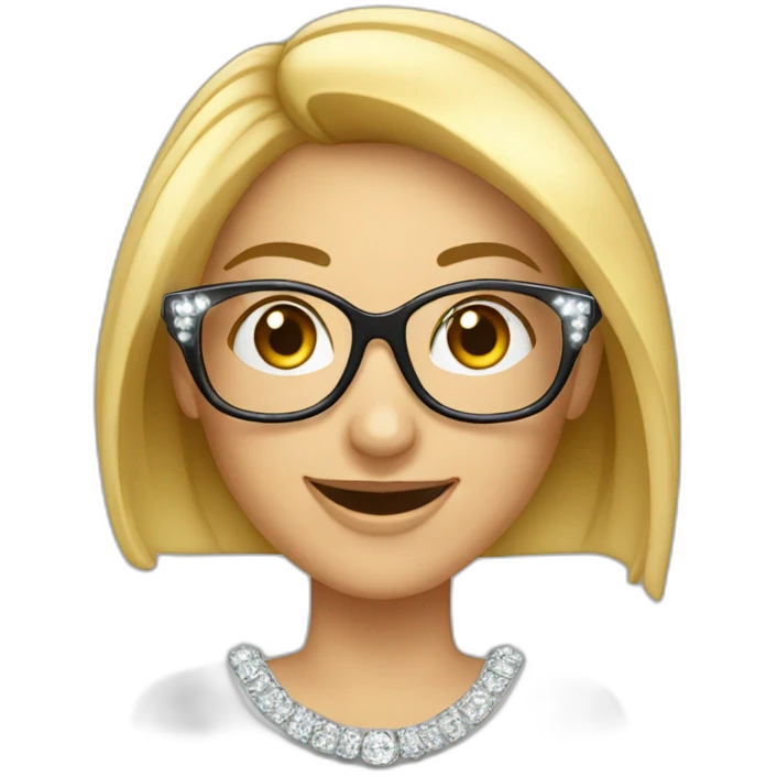 A bling thiny Caucasian woman using glasses and happy emoji