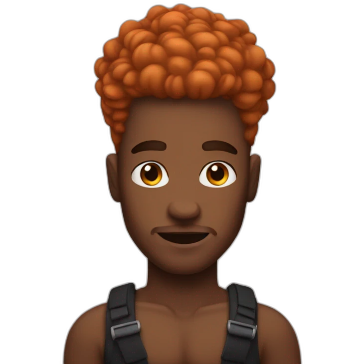 Man ginger black power hair, with eyebrow piercing emoji