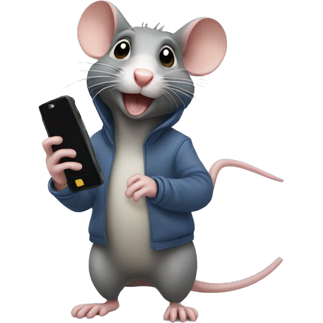 rat using cellphone emoji